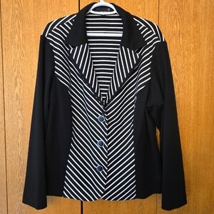Laura Striped Black and White Women's Jacket, Size 20 EUC